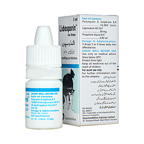 LIDOSPORIN EAR DROPS 5ML Pack Size X 1 Khalid Pharmacy Online